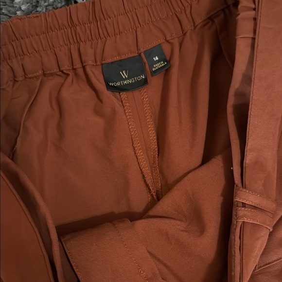 Worthington Brown Wide Leg Pants with Tie Waist - Picture 3 of 3